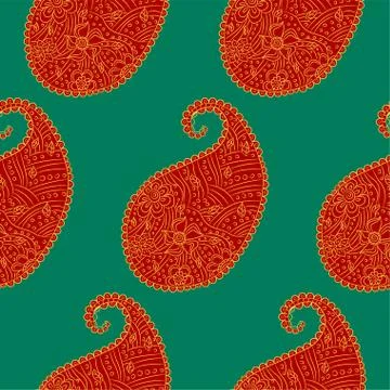 Seamless pattern of beautiful paisley cucumbers Turkish, Indian, Persian Stock Illustration