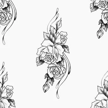 Seamless pattern of a beautiful peony on a white background. Stock Illustration