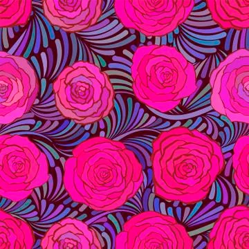 Seamless pattern with beautiful pink roses Иллюстрация
