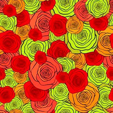 Seamless pattern with beautiful red and yellow roses Stock Illustration