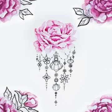 Seamless pattern of beautiful red roses on a white background. Stock Illustration