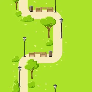 Seamless pattern with beautiful summer or spring city park. Ilustración de archivo