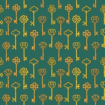 Seamless pattern with beautiful vintage key. Vector illustration. Stock Illustration