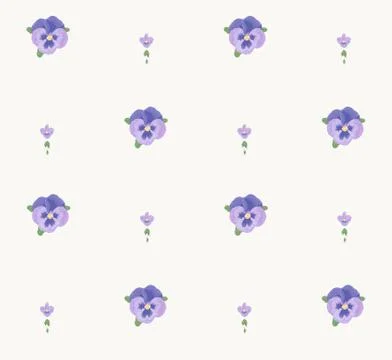 Seamless pattern beautiful violet flowers, white background, pink floral orna Stock Illustration