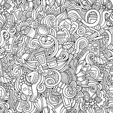 Seamless pattern with beauty and cosmetics Stock Illustration