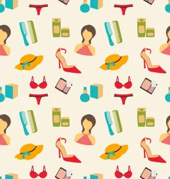 Seamless Pattern of Beauty and Makeup Accessories Stock-Illustration
