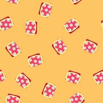 Seamless pattern beauty cosmetic pouch cartoon vector Stock Illustration