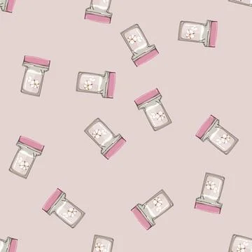 Seamless pattern beauty cotton pad cartoon vector 스톡 일러스트