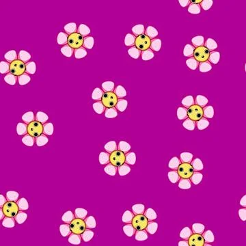 Seamless pattern beauty flower face cartoon vector Stock Illustration