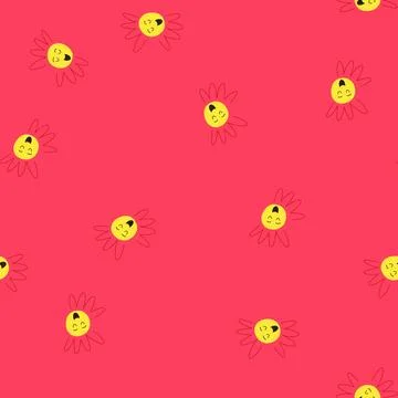 Seamless pattern beauty flower face cartoon vector 库存插图