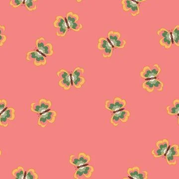 Seamless pattern beauty groovy butterfly cartoon vector Illustrazione stock