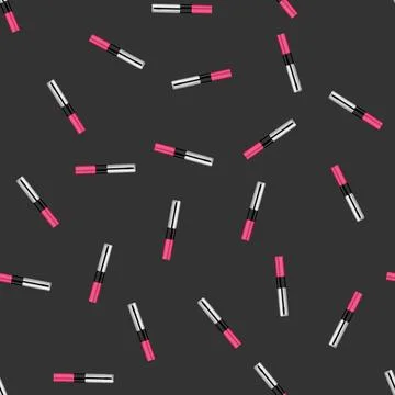 Seamless pattern beauty lipstick makeup cartoon vector Stock Illustration
