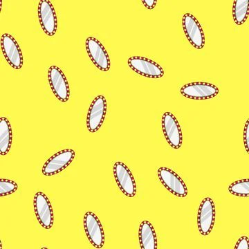 Seamless pattern beauty makeup mirror frame cartoon vector Stock Illustration