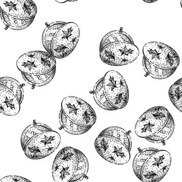 Seamless pattern beauty pocket mirror sketch hand drawn Stock Illustration