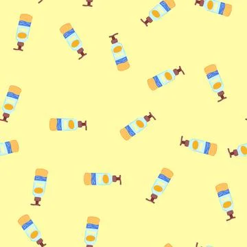 Seamless pattern beauty sun cream cartoon vector イラスト素材