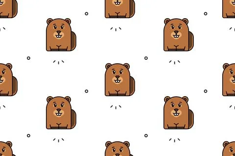 Seamless pattern with Beavers Stock Illustration