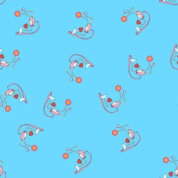 Seamless pattern bed crib mobile cartoon vector Stock Illustration