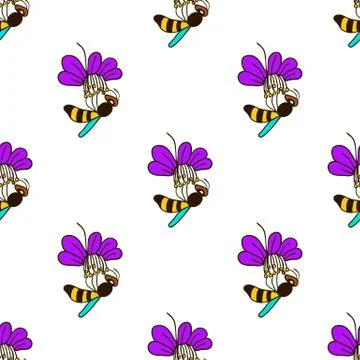 Seamless pattern with bee Stock Illustration