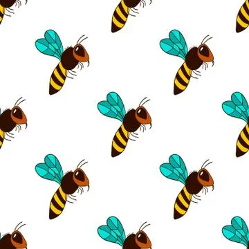 Seamless pattern with bee Stock Illustration