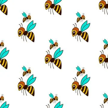 Seamless pattern with bee Stock Illustration