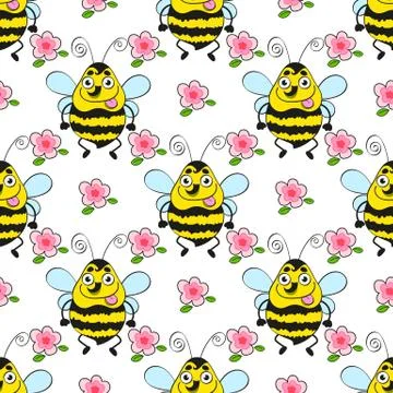 Seamless Pattern Bee 스톡 일러스트