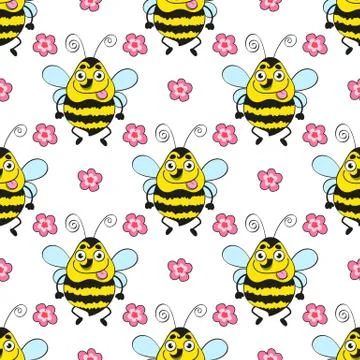 Seamless Pattern Bee Stock Illustration