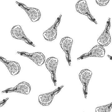 Seamless pattern beef meat sketch hand drawn Stock Illustration
