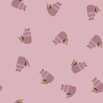 Seamless pattern beekeeping smoker tool in stylized calming bees Stock Illustration