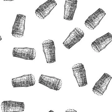 Seamless pattern beer ale cup sketch hand drawn Stock Illustration