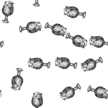 Seamless pattern beer cup glass sketch hand drawn Stock Illustration