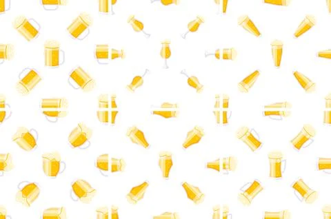 Seamless pattern with beer glasses and mugs showing refreshing golden beverage Stock-Illustration