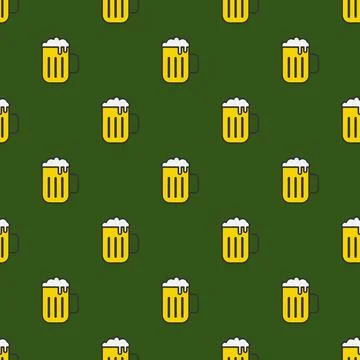 Seamless pattern with beer a green background Illustrazione stock