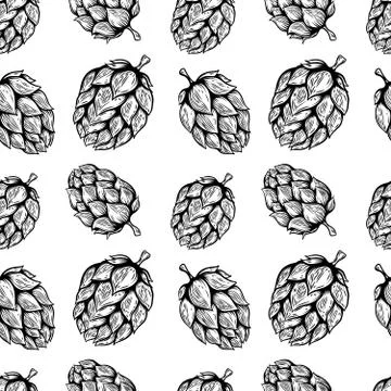 Seamless pattern with beer hop. Design element for poster, card, menu, banner Stock Illustration