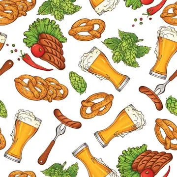 Seamless pattern with beer Illustrazione stock