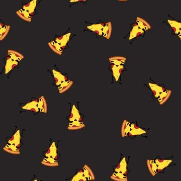 Seamless pattern beer pizza slice character cartoon vector Stock Illustration