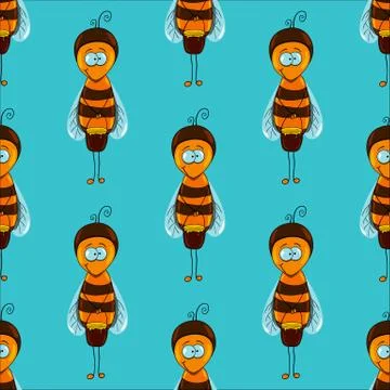 Seamless pattern with bees Stock Illustration
