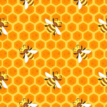 Seamless pattern with bees Stock Illustration