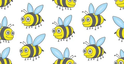 Seamless Pattern with Bees 库存插图