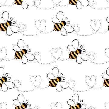 Seamless pattern with bees on white background. Small wasp. Vector illustration Illustrazione stock