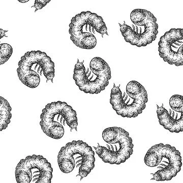 Seamless pattern beetle chafer sketch hand drawn 스톡 일러스트