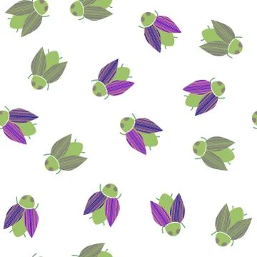 Seamless pattern with beetle on the white background Stock Illustration