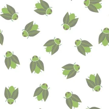Seamless pattern with beetle on the white background Stock Illustration