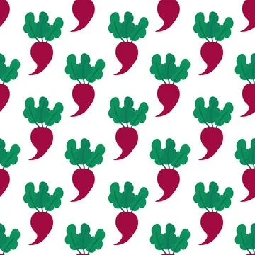 Seamless pattern with beetroot on white background. Summer vegetable wallpaper 库存插图
