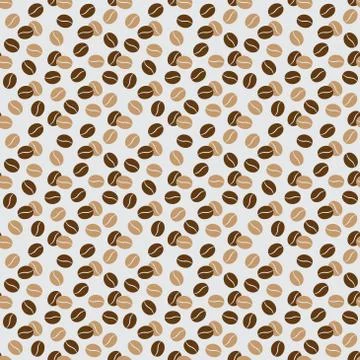 Seamless pattern - beige and brown coffee beans Stock Illustration