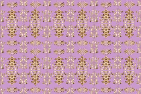 Seamless pattern on beige, brown and neutral colors with golden elements. Classi イラスト素材