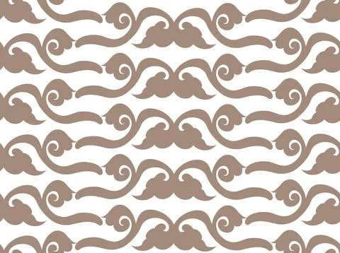 Seamless pattern of beige elements, reminiscent of Old Russian painting. Stock Illustration