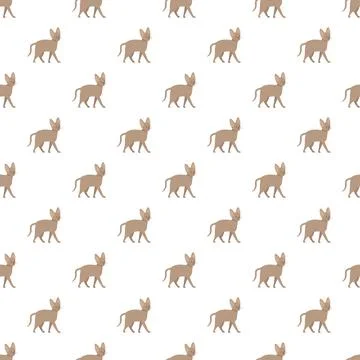 Seamless pattern of beige hairless cats walking Stock Illustration