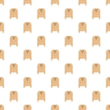 Seamless pattern with beige knit cardigans on white background 스톡 일러스트