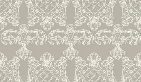 Seamless pattern with beige ornate baroque ornament vector Illustrazione stock
