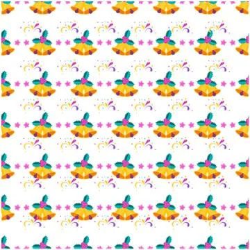 Seamless pattern with bell and friework. Traditional decoration Stock Illustration